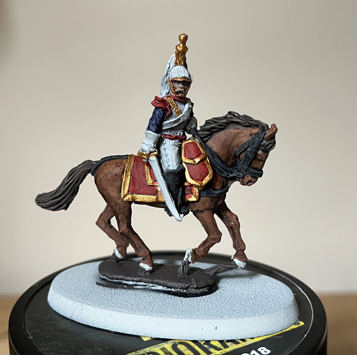 tomjmegan's tweet image. Battlefleet Gothic nostalgia aside, it’s back to the Napoleonic French 🇫🇷 heavy cavalry.
28mm metal Perry Miniatures French Cuirassier Officer to represent Maréchal de Camp (M de C) Baron Guiton, 2nd Brigade, 11th Cavalry Division, III Reserve Cavalry Corps.
#Wargaming