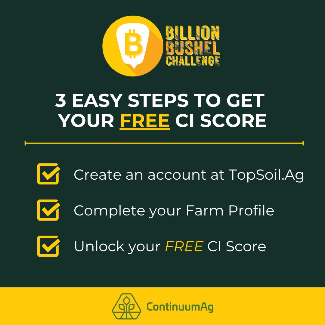 Continuum_Ag's tweet image. 🌽 6B bushels of corn go to ethanol every year. We're scoring the first billion — starting with YOU.
Know your value. Get your CI Score for FREE at topsoil.ag
Learn more: continuum.ag/billion-bushel…
#BillionBushelChallenge #CIscore #45Z #LowCIgrain