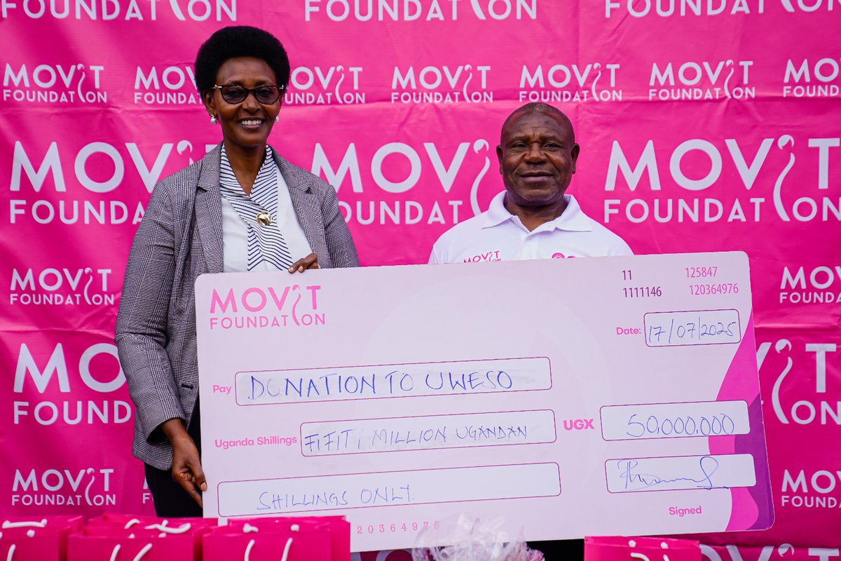 UWESO1's tweet image. The First Lady, @JanetMuseveni , conveyed sincere thanks to Mr. Birungi Simpson of the @MovitFoundation for the generous donation to @UWESO1 . Her appreciation was shared through a letter delivered by @UWESO1 CEO, Mrs. @JollyKags .