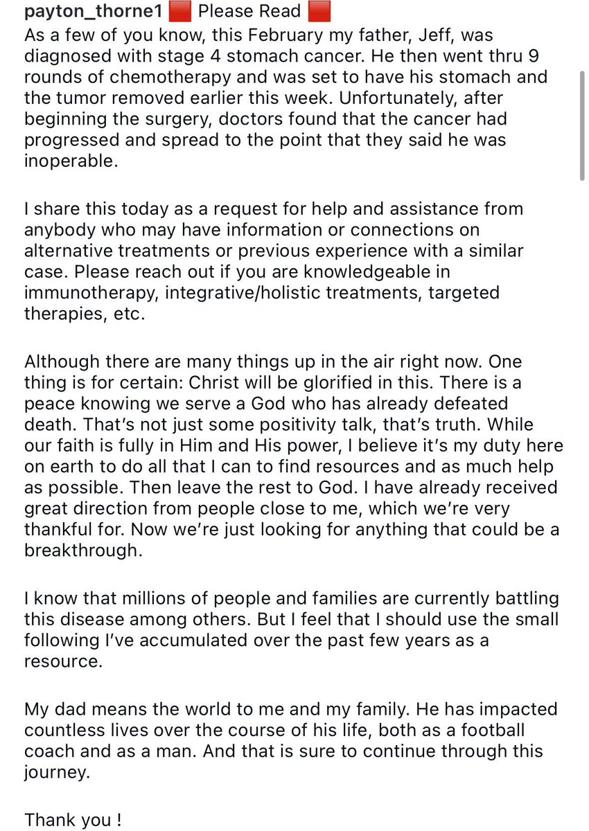 Prayers out to Payton’s dad and family 🙏🏻 🙏🏻 🙏🏻