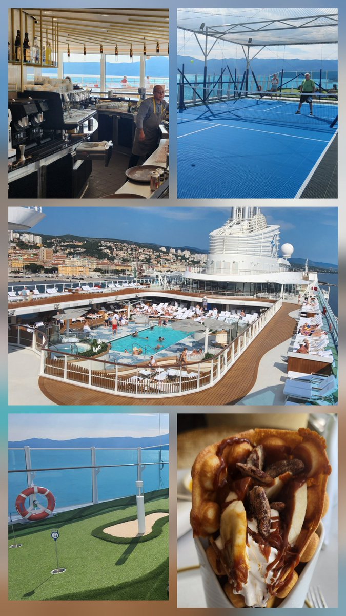 CruiseGuy's tweet image. Enjoyed my day on @OceaniaCruises brand new #OceaniaAllura. There was the pool, pickleball, golf, waffle Gelato and some terrific views while at Rijeka, Croatia.