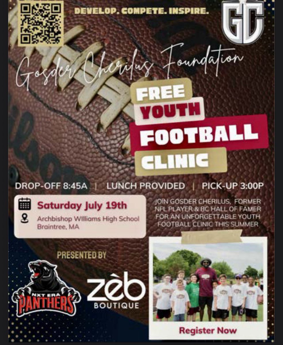 Archbishop Williams Football (@awhsfootball1) on Twitter photo Great day today at the Gosder Cherilus Foundation Free Youth Football Clinic. The Boys were thrilled to meet Gosder who attended Somerville HS & is a member of the <a href="/BCFootball/">Boston College Football</a> HOF. A nice surprise to see one of the greatest WRs in NFL history Calvin βMegatronβ Johnson!
#RollBills Great day today at the Gosder Cherilus Foundation Free Youth Football Clinic. The Boys were thrilled to meet Gosder who attended Somerville HS & is a member of the <a href="/BCFootball/">Boston College Football</a> HOF. A nice surprise to see one of the greatest WRs in NFL history Calvin βMegatronβ Johnson!
#RollBills