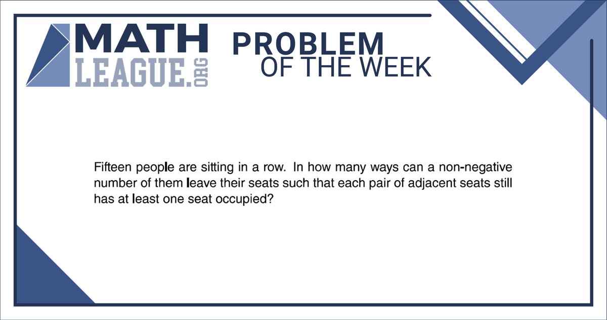 Here is our #middleschool #mathproblemoftheweek for July 19. Please give the problem a try: submit your answer at bit.ly/mathleaguepotw, and you could win a #prize!

Check back in a few days to see a video explanation of this problem. #mathcompetition #math #mathleague