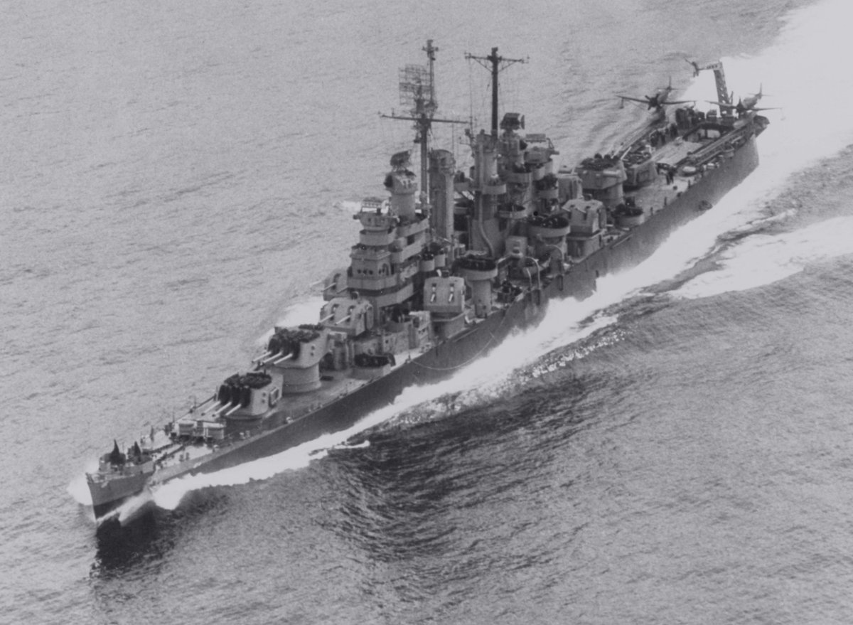 DramaWarship's tweet image. Date: August 29, 1945. Location: The San Francisco Bay, CA, USA. Event: USN light cruiser Vincennes (former Flint) is departing from the Mare Island Navy Yard upon completion of her 2-month long refit. Current status: Intact wreck at 34°03′57″ N, 119°08′35″ W, depth of ca. 210 m.