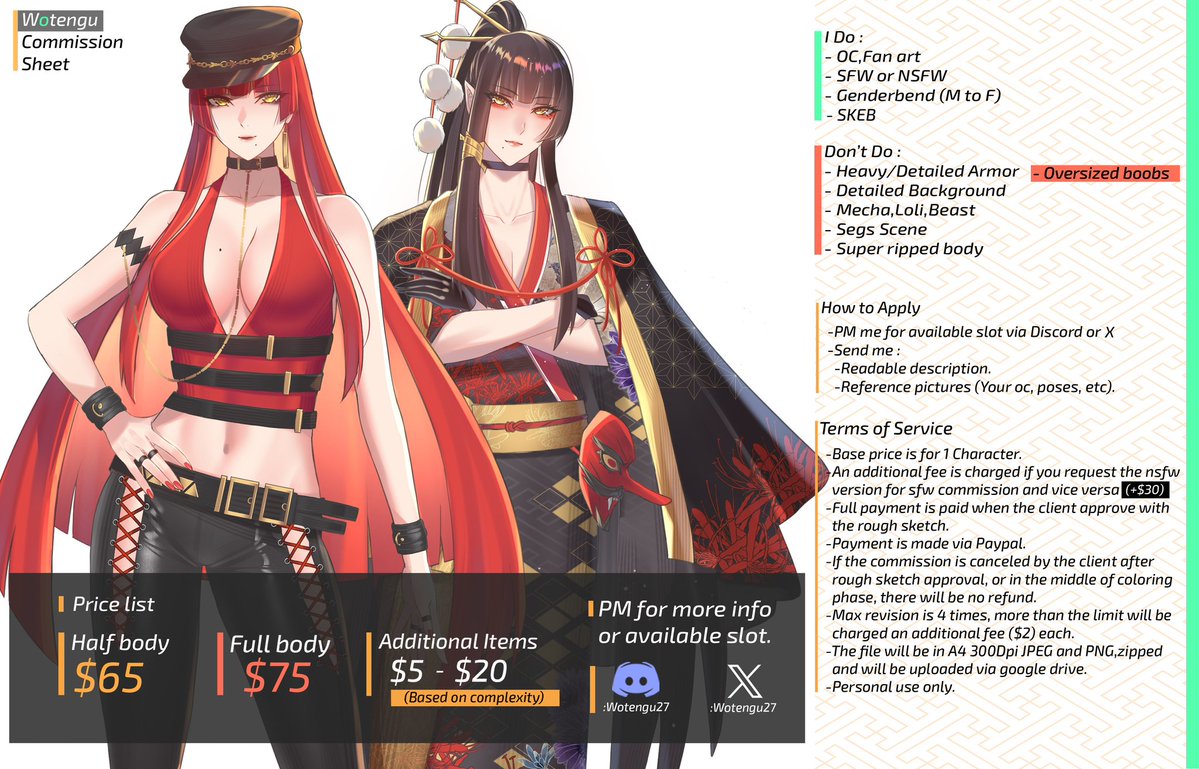 Wotengu27's tweet image. Hello everyone, the commission is still open 0/2.
If you are interested or want to ask about specific info just dm me 😉.
Repost are very appreciated, thank you very much 🙏.
#Commission #commissionsopen
