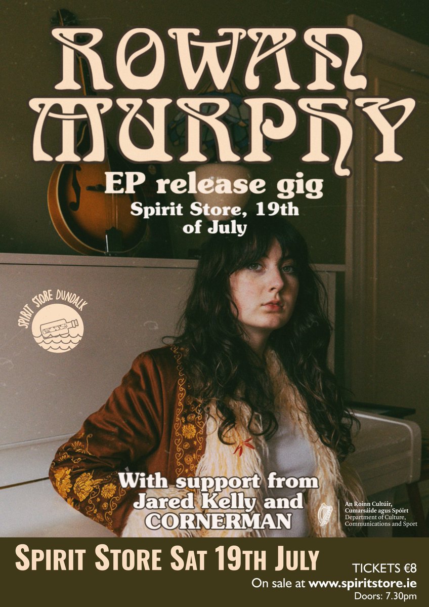 SpiritStore's tweet image. TONIGHT
Tickets are selling fast for Rowan Murphy's debut headliner and EP launch With Special Guests Jared Kelly + Cornerman
Saturday 19th July
Doors 7:30PM
Tickets on sale now from
spiritstore.ie/event.php?even…