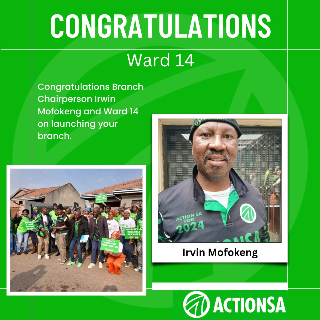 COJactionsaREC's tweet image. Congratulation to ward 14 and duly elected branch chairperson Irvin Mofokeng on launching your branch today.