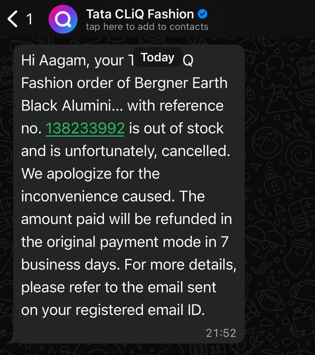 aagammaniar's tweet photo. @TataCLiQFashion Is this a joke? Payment taken from me on 14th June and then showed delivery is delayed and now suddenly product is out of stock??? I got a good deal which you’ll are cancelling! Seems to be a malafide act!!

Pls ensure delivery of the same product! https://t.co/WlGcU9uNui