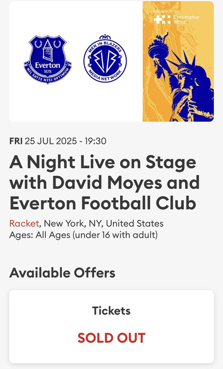 Danpatfish's tweet image. Everton fans in New York . I am after 2 tickets for this if any spares 💙