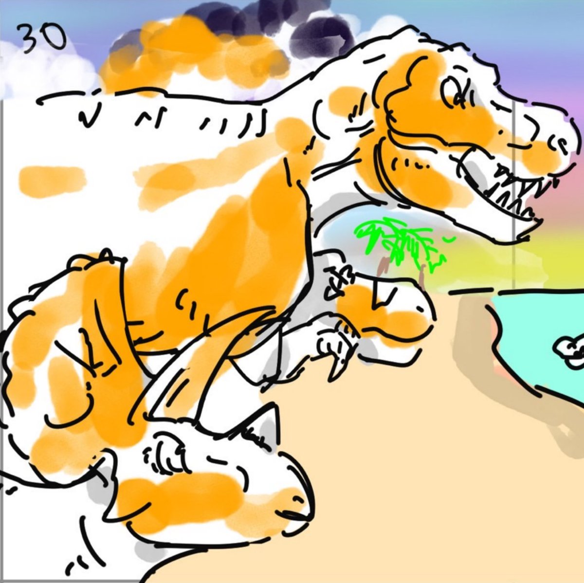 ニ*ノ様 原画 キャンバス C-REX 抽象画 恐竜 #146 恐竜画家CAN（きゃん）🦖 on X: 