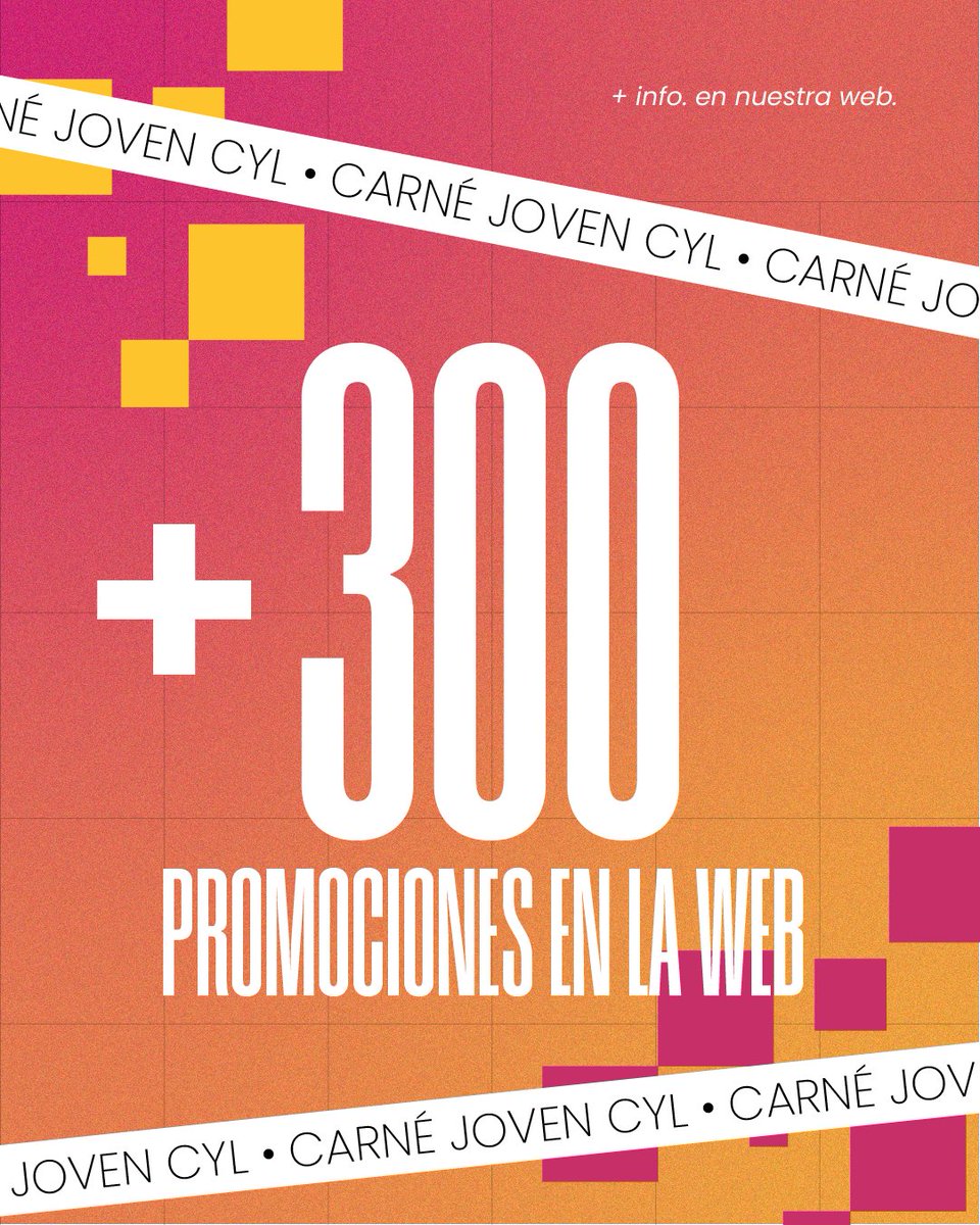 🎉 ¡Más de 300 descuentos te esperan en nuestra web!

Con tu Carné Joven, accede a más de 300 promociones en productos, servicios y actividades. 💸

👉 Visítanos en sge.st/foilVYZ y descubre todas las ofertas disponibles.

#CarnéJovenCYL #CastillayLeón #Descuentos