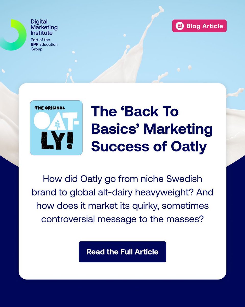 dmigroup's tweet image. 🥛✨ From niche to global disruptor. How did Oatly transform from a small Swedish alt-dairy brand into a worldwide sensation, all through bold, back-to-basics marketing?
🧠 Dive into the strategy behind the brand → buff.ly/EQ67s7L
#Oatly #BrandStrategy…