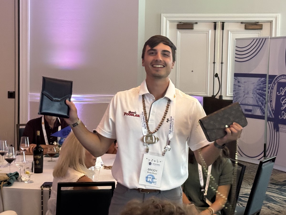 Alabama Grocers Assn (@alabamagrocers) on Twitter photo The 2025 AGA Welcome Dinner raised over $40,000 for AGEF! 🎉 Guests entered raffles worth $3K+, wore football necklaces to win Louis Vuitton & Bromberg’s pearls, and came together to support grocery industry education.
#AGA2025 #AGEF #GroceryStrong The 2025 AGA Welcome Dinner raised over $40,000 for AGEF! 🎉 Guests entered raffles worth $3K+, wore football necklaces to win Louis Vuitton & Bromberg’s pearls, and came together to support grocery industry education.
#AGA2025 #AGEF #GroceryStrong