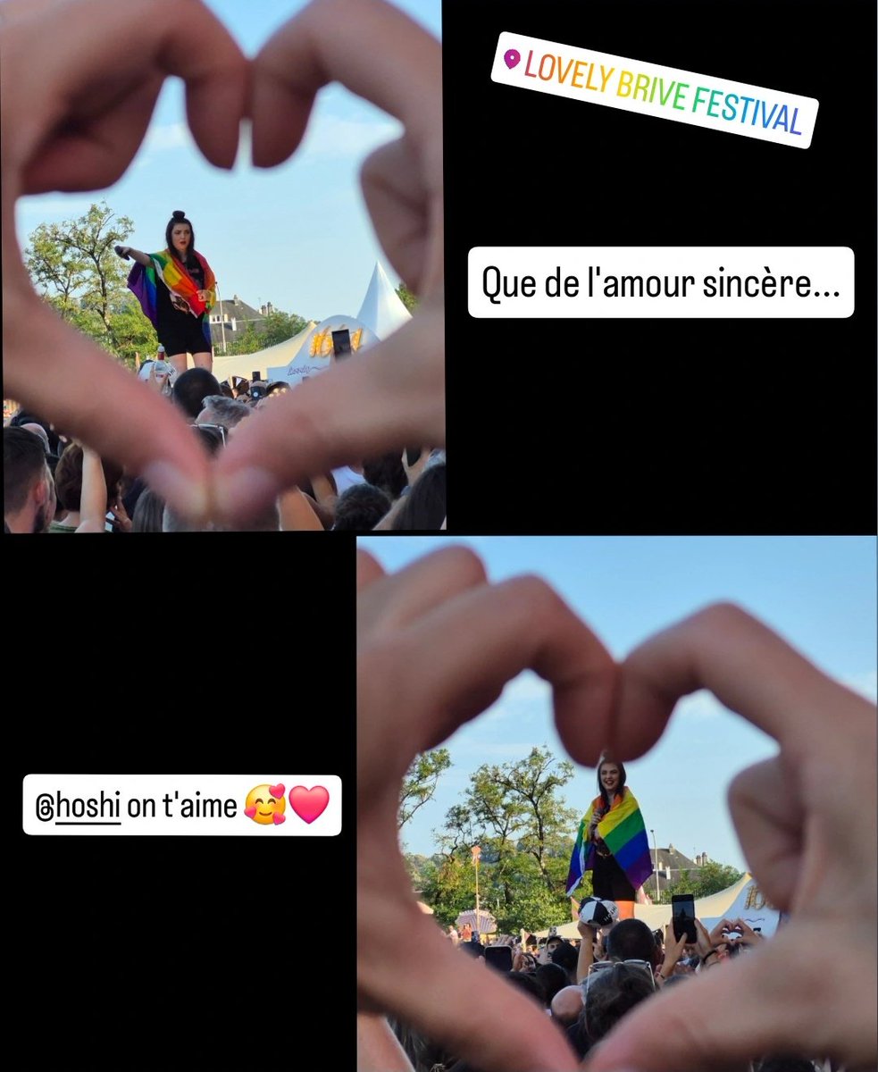 Hier soir, c'était le Lovely Brive Festival et malgré la chaleur étouffante, c'était vraiment incroyable !
<a href="/HoshiOfficial/">Hoshi</a> a enflammé la scène, toujours aussi authentique, touchante, et portée par son talent et sa bienveillance. Elle nous a touchés droit au coeur ! On t’aime 🥰❤️