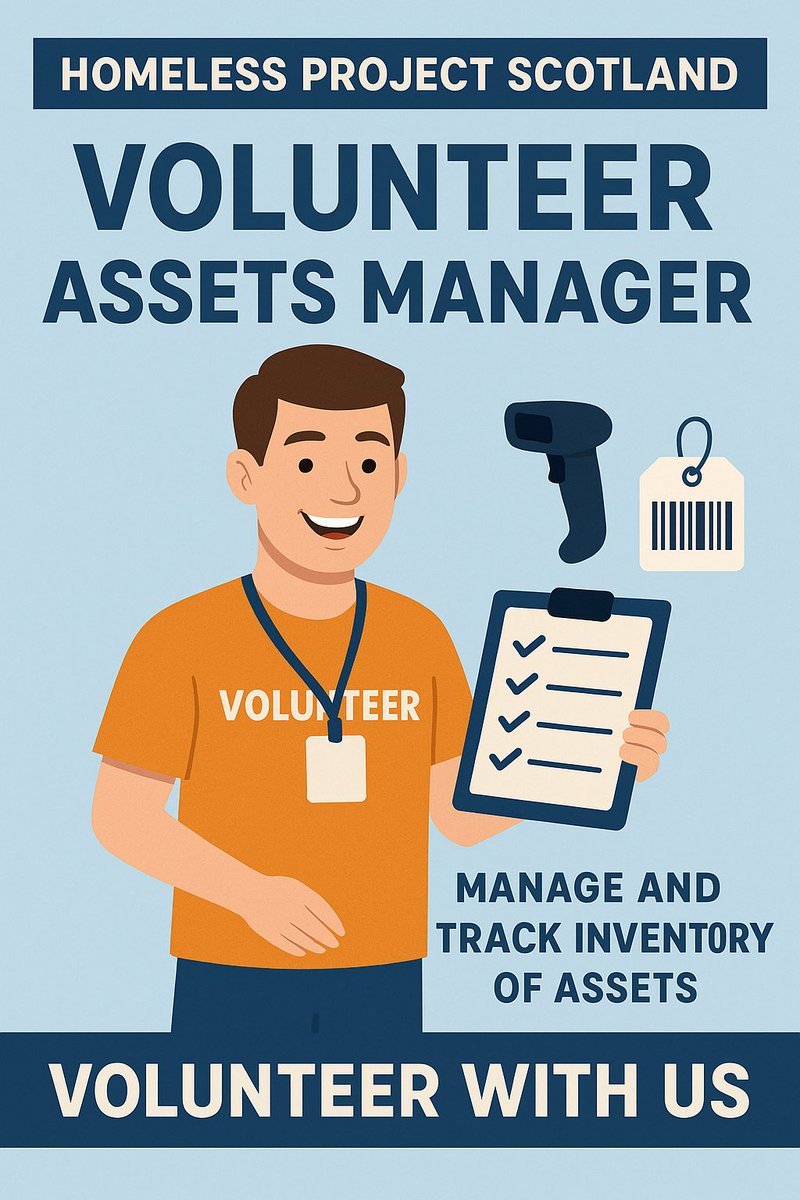 hp_scotland's tweet image. 📢 WE’RE RECRUITING A VOLUNTEER ASSETS MANAGER! 📢
Are you organised, detail-focused, and want to make a real difference?
Homeless Project Scotland is looking for a dedicated Volunteer Assets Manager to help us keep track of our equipment, supplies, and resources across the…