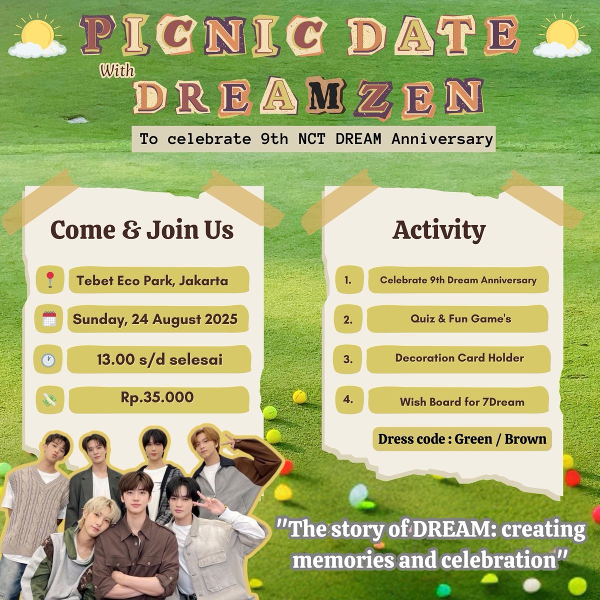 uminyadaegal's tweet photo. 🔊🔊CALLING OUT NCTZEN / DREAMZEN 🔊🔊

Hallo NCTZEN / DREAMZEN!| Let's join our picnic date event ; to celebrate 9th NCT DREAM Anniversary 🌟

'ᴛʜᴇ ꜱᴛᴏʀʏ ᴏꜰ ᴅʀᴇᴀᴍ : ᴄʀᴇᴀᴛɪɴɢ ᴍᴇᴍᴏʀɪᴇꜱ ᴀɴᴅ ᴄᴇʟᴇʙʀᴀᴛɪᴏɴ'

      ❗❗❗ LIMITED SLOT ❗❗❗ https://t.co/Hxi5Bswz24