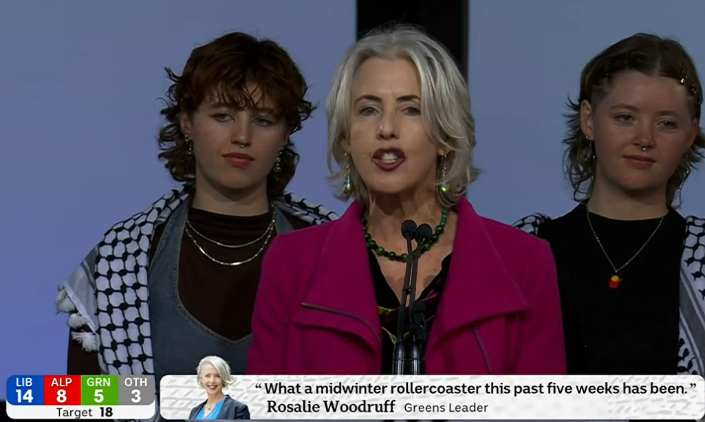 Tasmanian Greens leader Rosalie Woodruff opens her election night speech with a pledge of support for Palestine.

What on earth does that have to do with Tasmanian politics and improving the lives of people in Tasmania?

#politas #tasvotes25