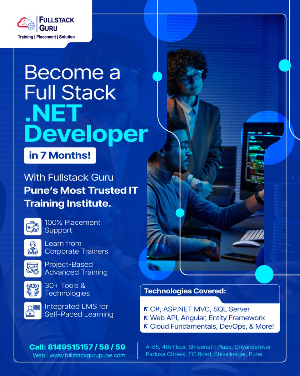 FullStackGuru1's tweet image. Become a Full Stack .NET Developer in Just 7 Months! 💻 

#fullstacktraining #careerdevelopment #careerpath #careeropportunities #careergrowth #careeropportunity #mycareer #fullstackwebdevelopment  #newcareer #fullstackwebdeveloper #dreamcareer #fullstackdeveloper #buildcareer