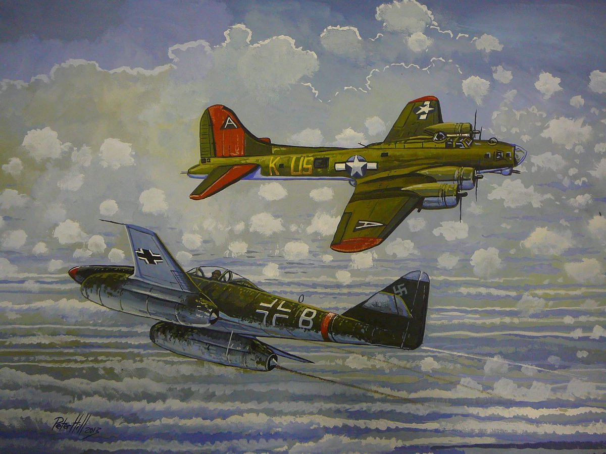 petehill854's tweet image. Painting l did in 2013.
Messerschmitt Me-262A, late 1944.
Gouache acrylic on paper 40 x 70cm