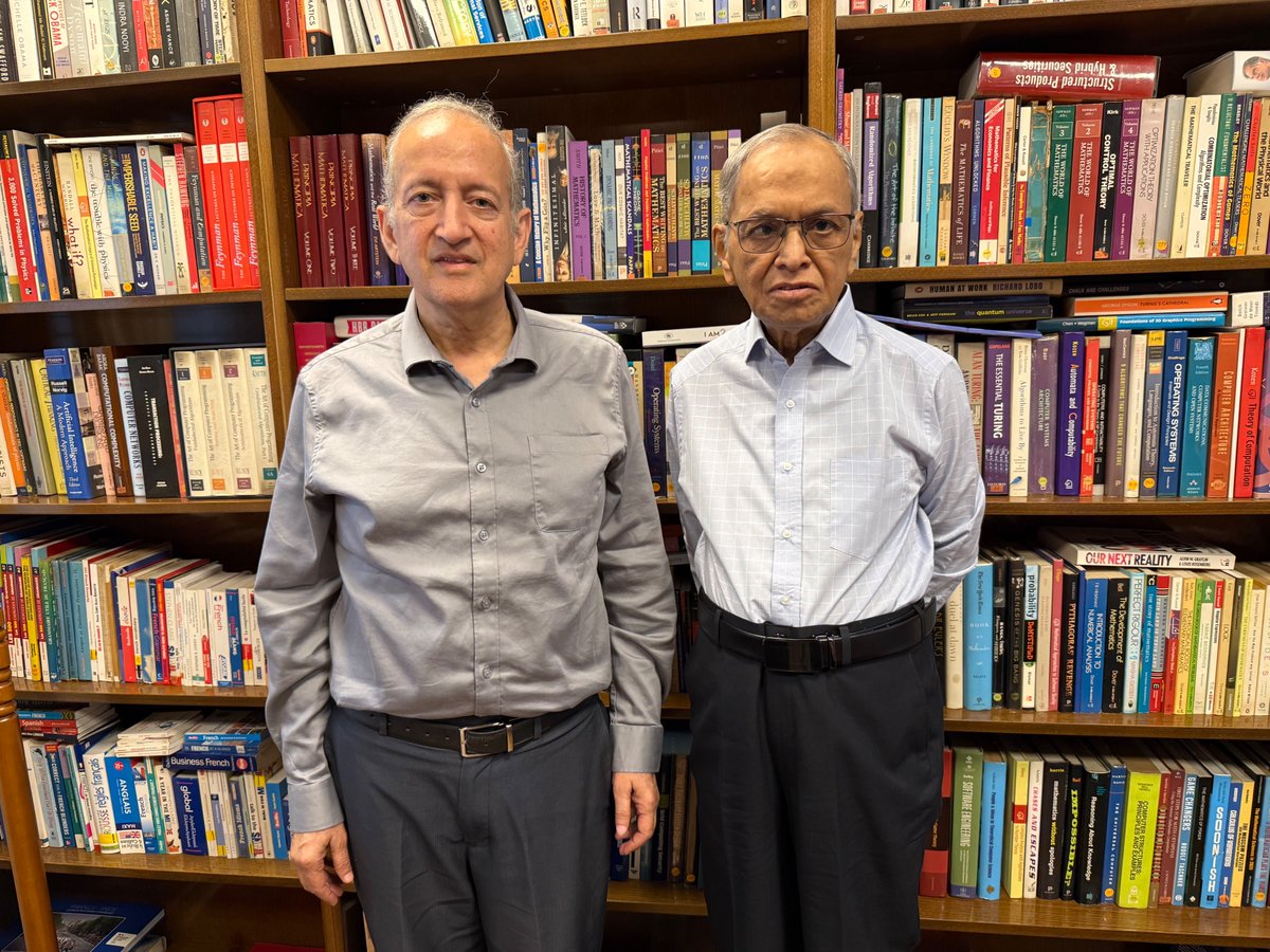 Jain_Physics's tweet image. It was a real privilege to have a memorable and deeply engaging conversation with Narayana Murthy—a visionary, philanthropist, and living legend—about scientific research in India. I&apos;m grateful for his unique perspective, wisdom, and inspiration.