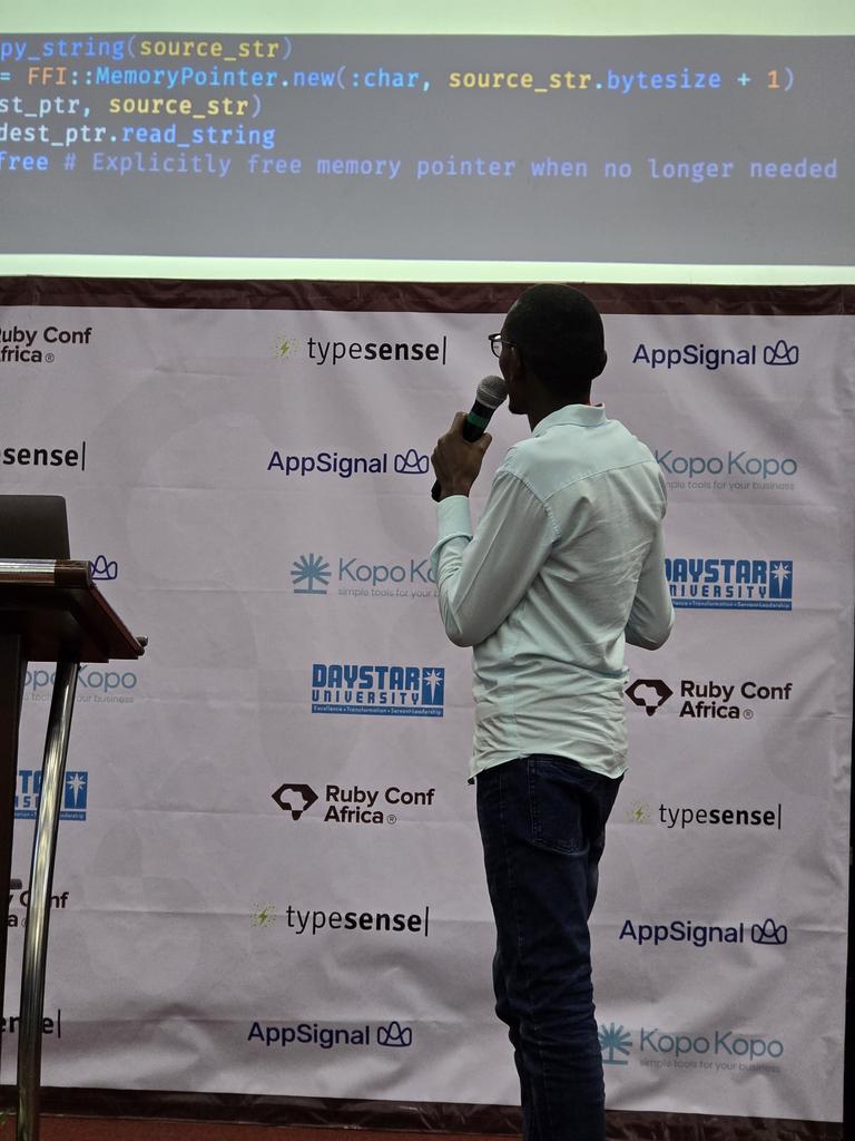 Andrew Njagi Gitari (@njagigitari) on Twitter photo <a href="/turuthi_vick/">vic turuthi</a> on <a href="/ruby_african/">African Ruby Community</a> on Performance without compromise. Content on Ruby using C.
#RubyConfAfrica #RubyConfAfrica2025 #africanruby #nairuby #rubycommunity <a href="/turuthi_vick/">vic turuthi</a> on <a href="/ruby_african/">African Ruby Community</a> on Performance without compromise. Content on Ruby using C.
#RubyConfAfrica #RubyConfAfrica2025 #africanruby #nairuby #rubycommunity
