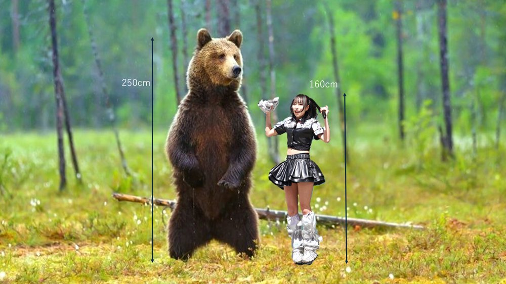 体長2mのヒグマが立ち上がったらどれくらいの大きさになるかわかり