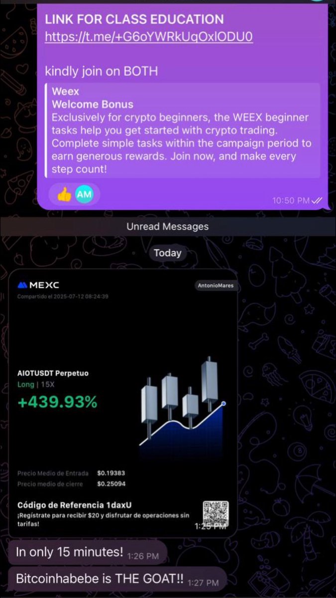 Bitcoinhabebe's tweet image. Want FREE LIFETIME MEMBERSHIP to my VIP Group which is an absolute life changer?
Do these simple steps & you will JOIN TODAY! 
•🟢Like & RT this post
•🟢We trade on WEEX which is NON KYC So create an account using this VIP Link which get you 70% off trading fees + VIP…
