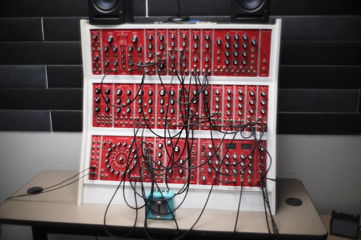 davidclowery's tweet image. I reinterpreted my solo album last night at the Lawrence KS Public Library. I used only modular synths and an ASL interpreter. It was a subtle reference to my 1984 Masters Thesis/Graduation recital at @ucsc . Only this time it wasn’t marred by the discovery of a severed finger…