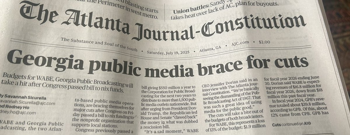 R_A_Belcher's tweet image. Commercial news gathering has been squeezed by smaller audiences & lower rev for years. Ain’t pretty. Now the squeeze comes for taxpayer-supported news-gathering. Nothing in here reveals any self awareness by these folks about how they contributed to the fall.
