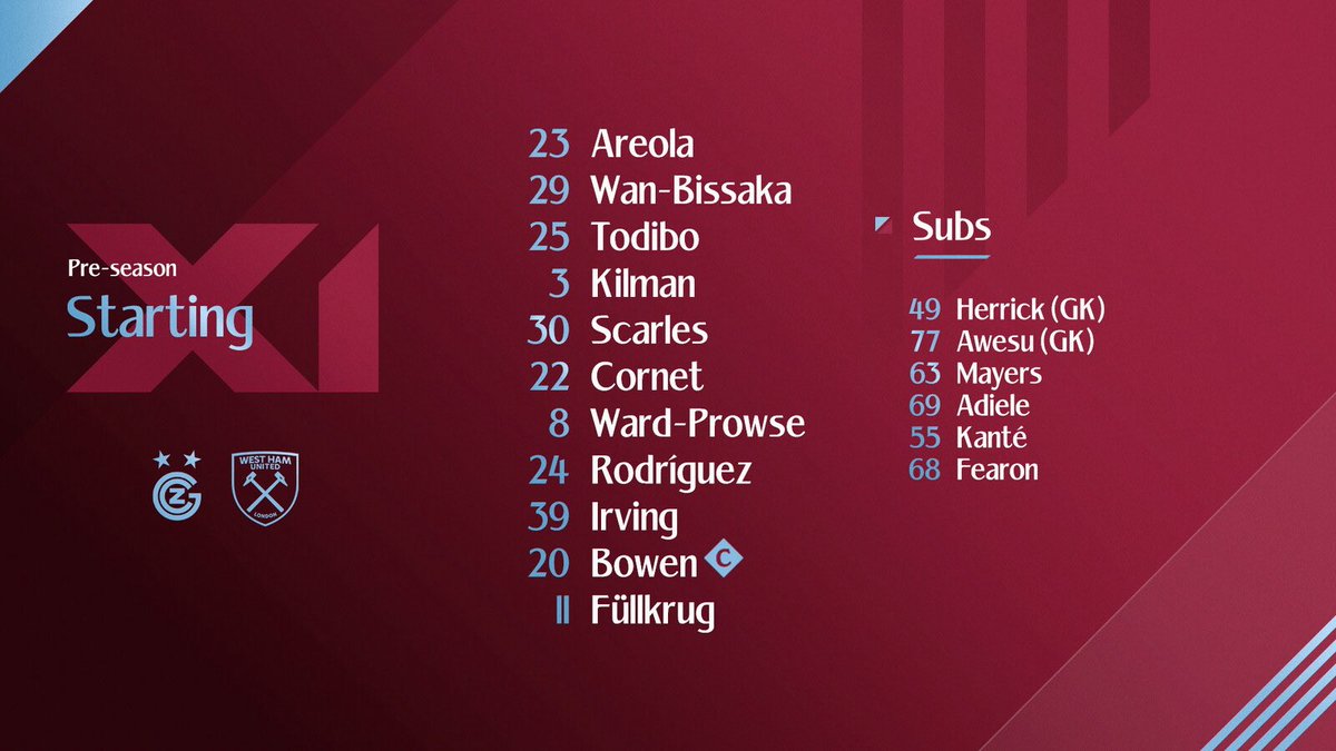 AISean66's tweet image. The line ups for each half of this afternoon’s friendly vs. Grasshopper Club Zürich.
You can watch #PotterBall on YouTube at youtube.com/watch?v=lemAht….
#whufc #guff