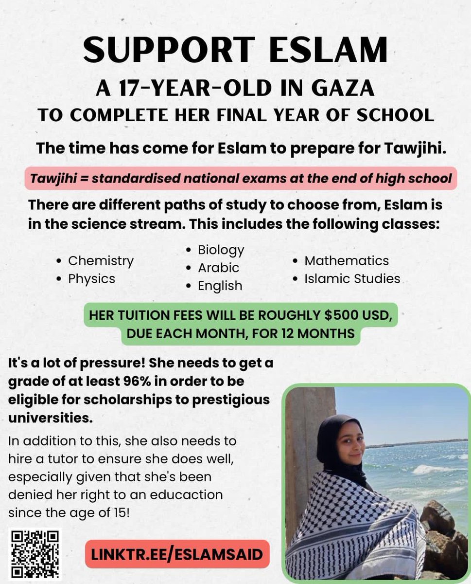 Soon I will start a new academic phase, the last academic year in school (Tawjihi), and I am looking for teachers to study with. 

The prices are very expensive, but I will try to find the cheapest. Would you please help me pay for this tutoring if I found the cheapest one? I