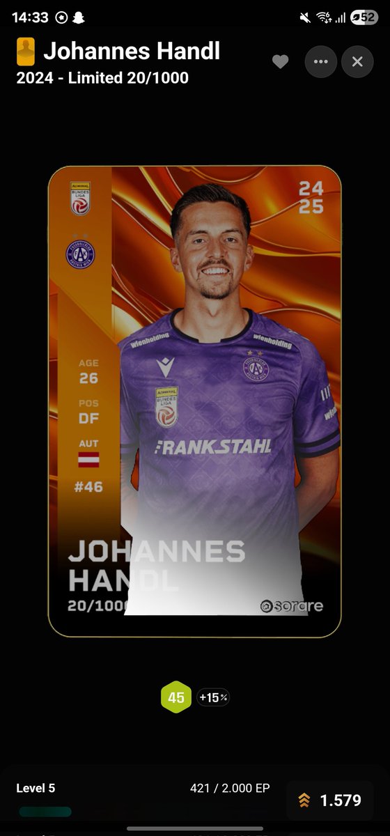 Giveaway 🥳💜

Win the one and only "Magic" Joe #Handl 🔥😎

1. 💜 &amp; RT
2. Follow <a href="/FKAustriaWien/">FK Austria Wien</a> &amp; <a href="/Decay26Sorare/">Decay</a> 
3. Comment your Sorare username

Giveaway ends after the game on Thursday next week ✌️

#sorare #faklive