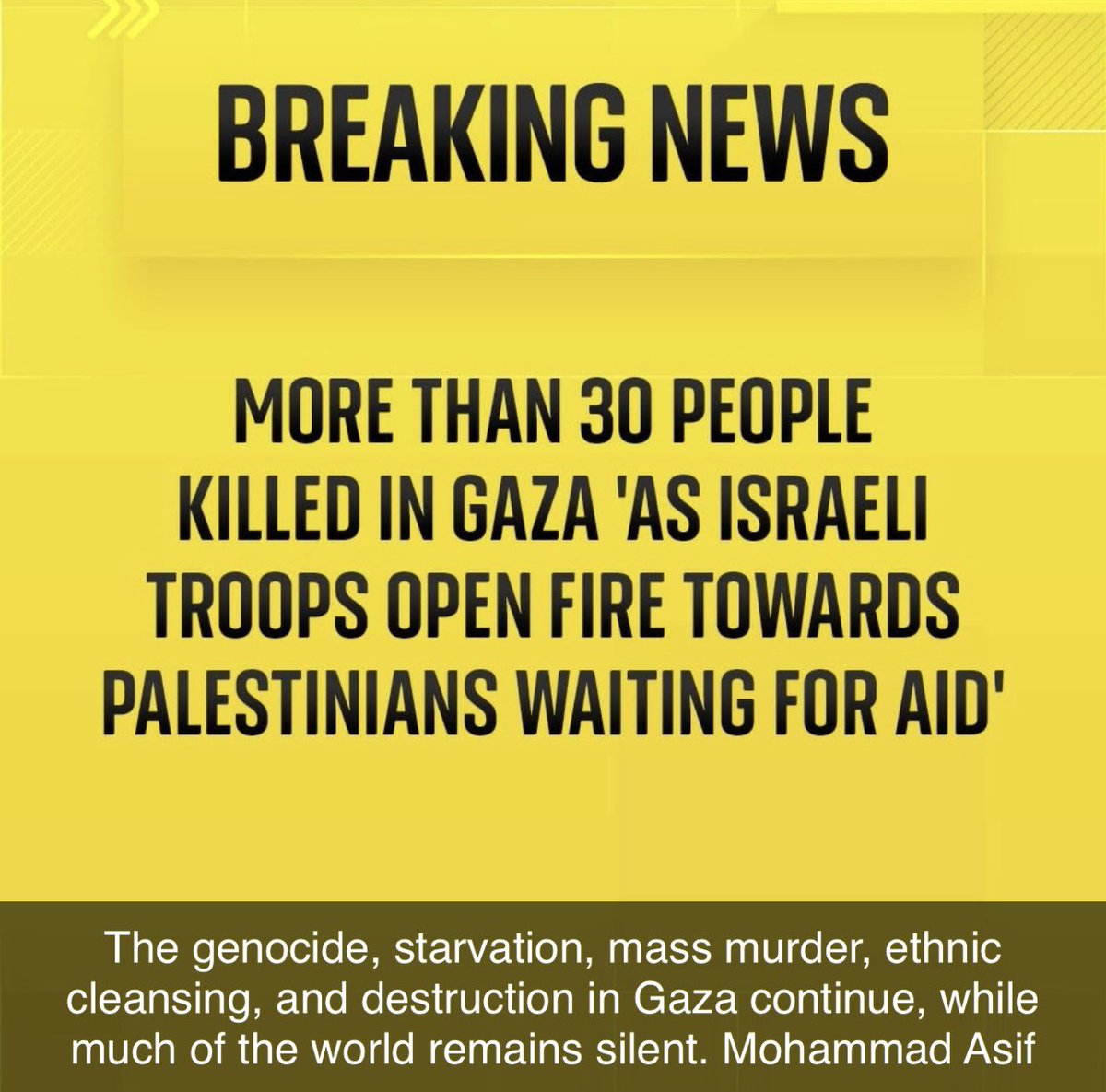 The genocide, starvation, mass murder, ethnic cleansing, and destruction in Gaza continue, while much of the world remains silent.