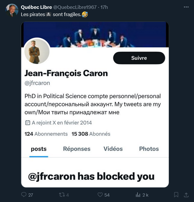 lobbyquebe63198's tweet image. C’est toujours drôle de voir un Pékiss se moquer des autres !
Ces clowns-là passent leur temps à faire la leçon, mais dès qu’on leur tend un miroir, ils deviennent aveugles !