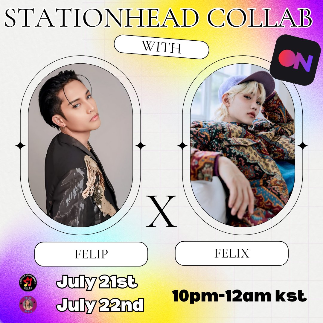 FELIX STREAM STATION 🩷 (@felixstreamstn) on Twitter photo 📢🎶 𝙎𝙏𝙍𝙀𝘼𝙈𝙄𝙉𝙂 𝙋𝘼𝙍𝙏𝙔 𝘾𝙊𝙇𝙇𝘼𝘽🐣
🎤FELIX x FELIP
📍Stationhead
🕐Jul 21-22, 10PM -12AM KST
🔗Day 1 Stationhead.com/casinagsh
🔗Day 2 Stationhead.com/felixradio
👥<a href="/casinagsh/">CA'SINAG STATIONHEAD🎙</a> <a href="/felixxradio/">FELIX STATIONHEAD 📻(REST)</a>
We hope to see U there Pixies & Sisiws❤️🔥
#필릭스 #Felix #フィリックス #李龙馥 📢🎶 𝙎𝙏𝙍𝙀𝘼𝙈𝙄𝙉𝙂 𝙋𝘼𝙍𝙏𝙔 𝘾𝙊𝙇𝙇𝘼𝘽🐣
🎤FELIX x FELIP
📍Stationhead
🕐Jul 21-22, 10PM -12AM KST
🔗Day 1 Stationhead.com/casinagsh
🔗Day 2 Stationhead.com/felixradio
👥<a href="/casinagsh/">CA'SINAG STATIONHEAD🎙</a> <a href="/felixxradio/">FELIX STATIONHEAD 📻(REST)</a>
We hope to see U there Pixies & Sisiws❤️🔥
#필릭스 #Felix #フィリックス #李龙馥