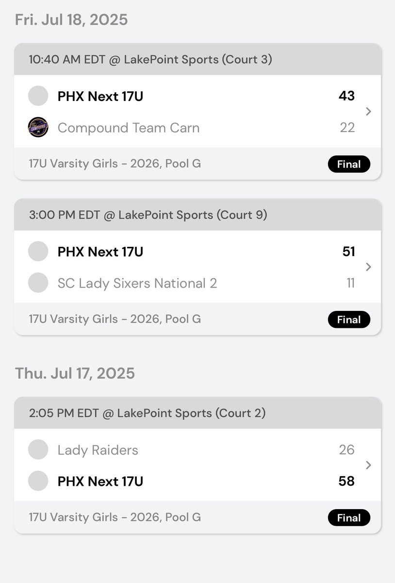 tianidavis1's tweet image. 3-0 at War Games 28.5 🧹💪
I’ll guard the best player. I’ll dive on the floor. I’ll rebound out of position. I’ll do the dirty work.
Whatever it takes to WIN. That’s who I am.
📍Emerson, GA | FBC Phoenix Next 17U
#WBB #RecruitMe #WarGames28Point5 #EffortWins
@DelaneyRudd4…