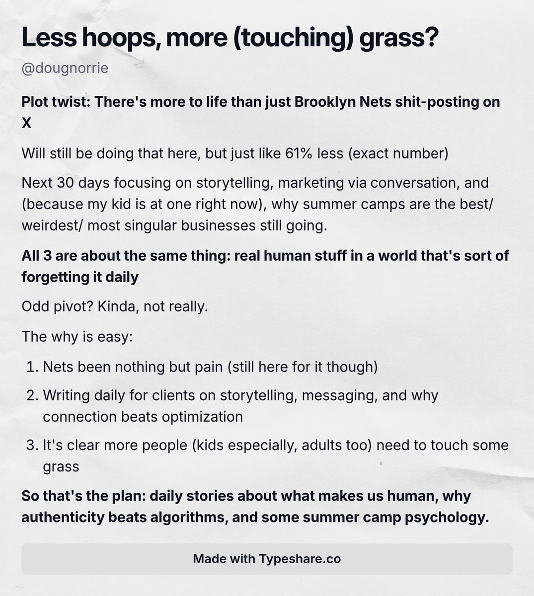 DougNorrie's tweet image. Less: Doom-scrolling NBA & Nets Twitter
More: Stories about us doing human stuff
(and yeah, there'll still be some Nets trolling here)