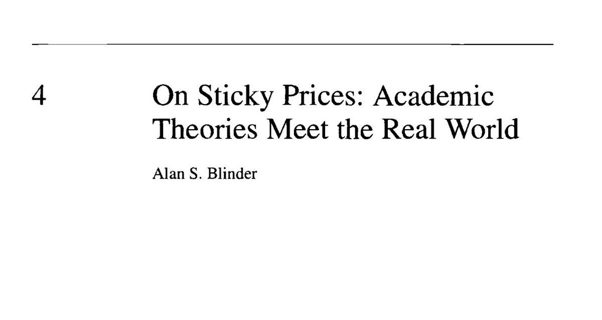 shaahin_a's tweet image. In 1991, Blinder, a mainstream economist, had a wild, “unorthodox” idea: ask actual business decision-makers about their pricing rationale😱
In 1994, he published "Theories Meet the Real World," bc all neoclassical theories were a priori; math models of a fantasy world.