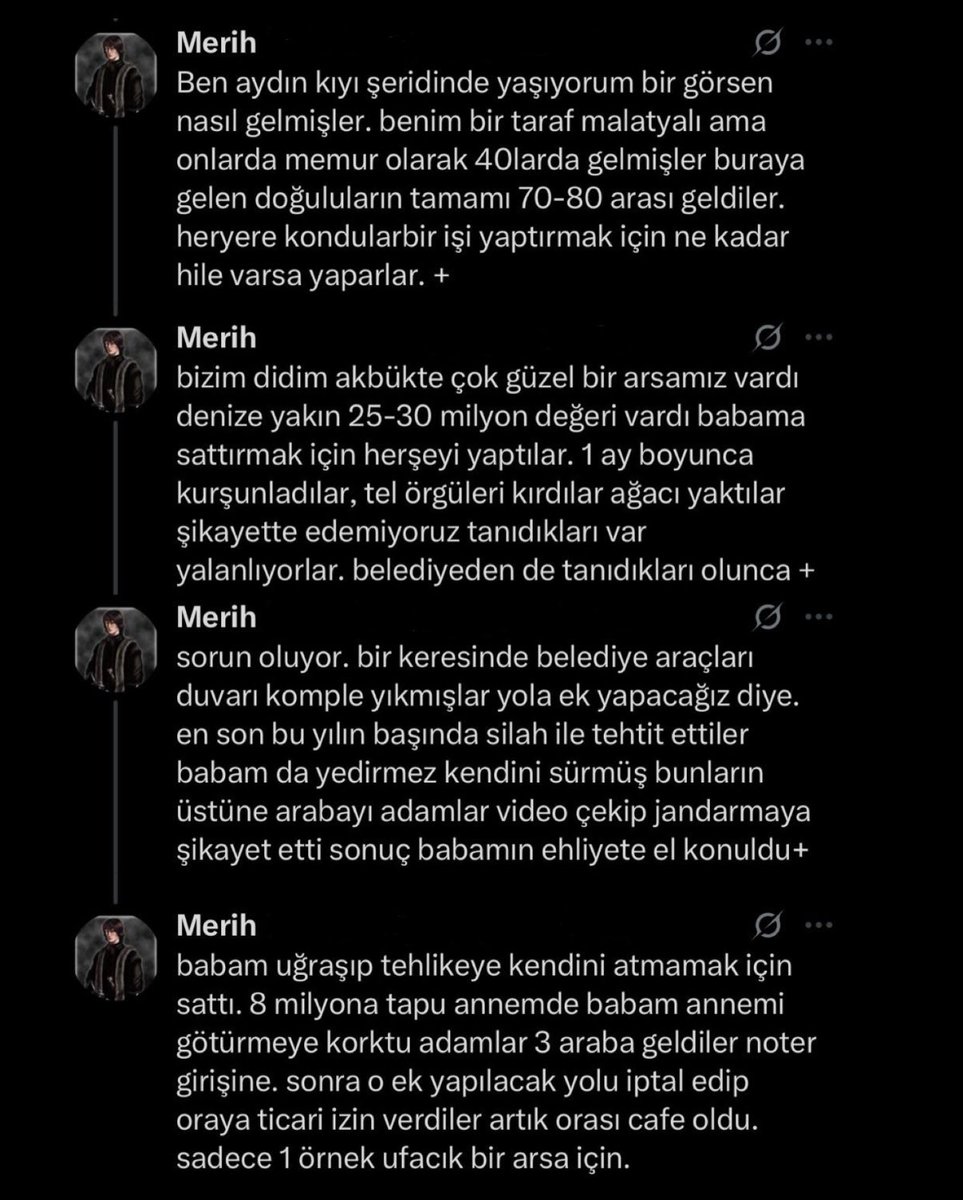 Xarriable (@zarriable) on Twitter photo Aydın’dan gelen bir yorum;
“Arsamızı sattırmak için 1 ay boyunca kurşunladılar”. Aydın’dan gelen bir yorum;
“Arsamızı sattırmak için 1 ay boyunca kurşunladılar”.