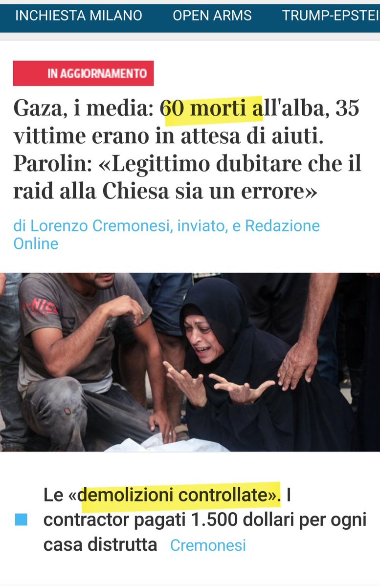 rafforiani's tweet image. Il @Corriere apre clamorosamente su Gaza. Ma tra "morti" e "demolizioni controllate" si dimentica di Israele. Quel tanto di genocidio che non disturba il genocidio. #GazaScortamediatica