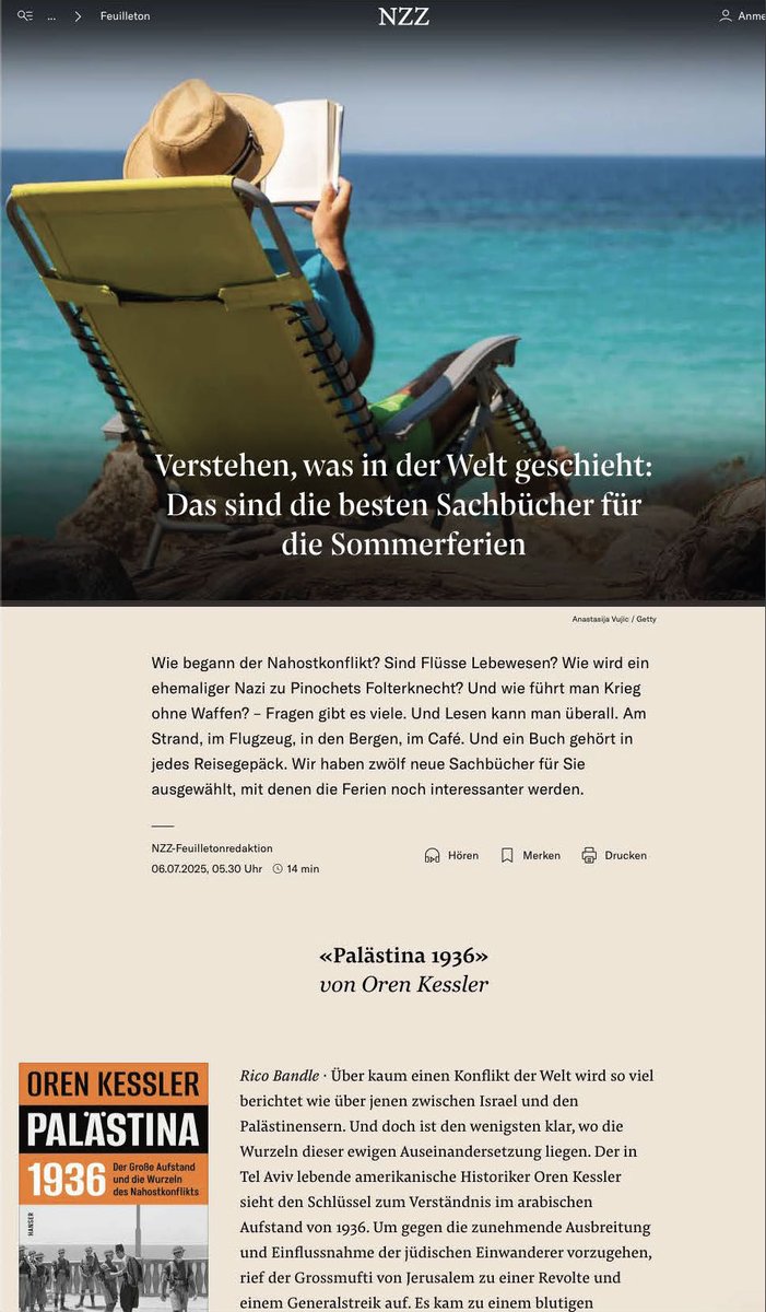 OrenKessler's tweet image. Switzerland's leading German-language paper Neue Zürcher Zeitung @NZZ recommends "Palästina 1936" at the top of its summer reading list...
And why would they lie?
With thanks to @rbandle
nzz.ch/feuilleton/ver…
archive.is/FO6d0