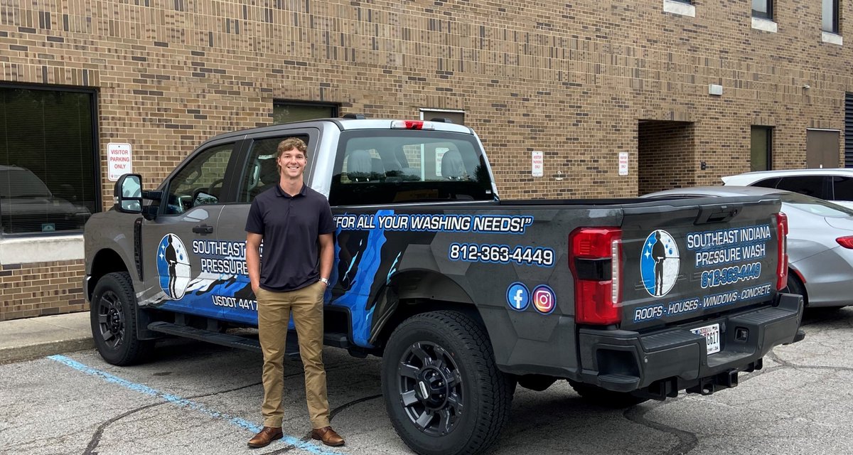 Colt Meyer, Owner of Southeast Indiana Pressure Wash in Batesville, IN. Colt came to <a href="/iueast/">IU East</a> as a #basketball player, studied #Accounting and #Business #Administration, participated in the #BOSS program, became a student #entrepreneur and now serves as a successful #Entrepreneur.