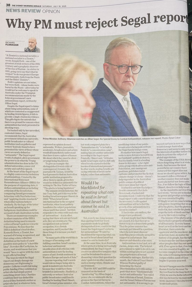 PhilipThalis's tweet image. Writer #richardflanagan far too important to languish behind a paywall - such a demolition of the awful Segal who Albanese wrongly appointed to the untenable & unnecessary position of ‘special envoy’.
Absolutely a must read article if you value your democracy.