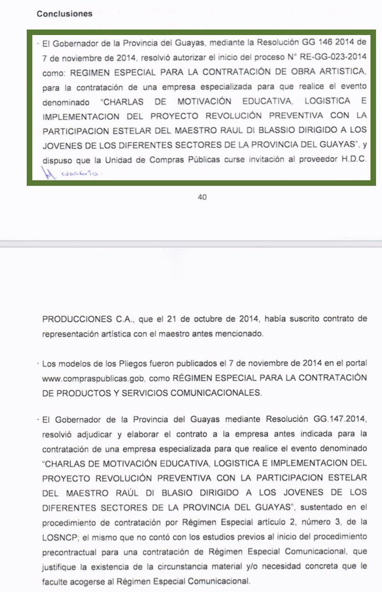 📍En 2015 Contraloría estableció responsabilidad penal en el contrato por $1.2 millones, entre la Gobernación del Guayas (Rolando Panchana) y la empresa HDC de Daniel Salcedo. No justificaron $327 mil. El informe llegó a Fiscalía y fue archivado por Galo Chiriboga.