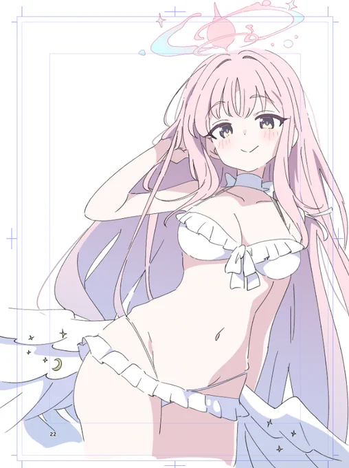水着ミカよすぎて夏コミのあとがきで描いちゃった #ブルアカ