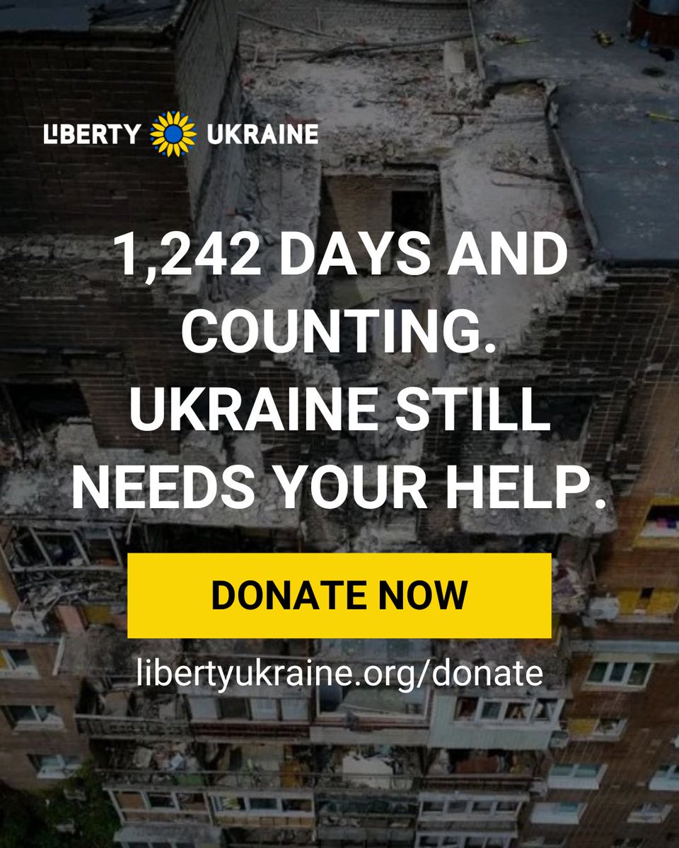LibertyUkraineF's tweet image. 1,242 days and counting
For 1,242 days, Ukrainians have endured the unthinkable — hundreds of missiles and drones raining down daily, sleepless nights filled with fear, and constant battles for their lives and freedom.
And yet… they haven’t broken. They haven’t given up. Not…