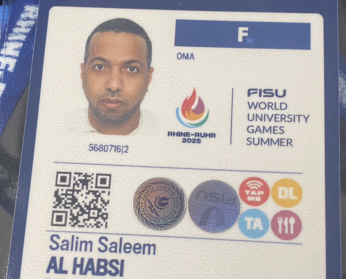 بدأ العمل..
المشاركة في تغطية أكبر حدث رياضي بعد الاولمبياد..مدينة Essen الالمانية تستضيف " نيوفرسياد"الدورة الجامعية بمشاركة (٨٥٠٠ رياضي)بعثة اللجنة العمانية للرياضة الجامعية تشارك ب(٢٣ رياضي ورياضية)
للمعلومات:
اول نيوفرسياد ١٩٥٩
مدينة تورين الايطالية
شاركت ٤٥ دولة في ٧ رياضات