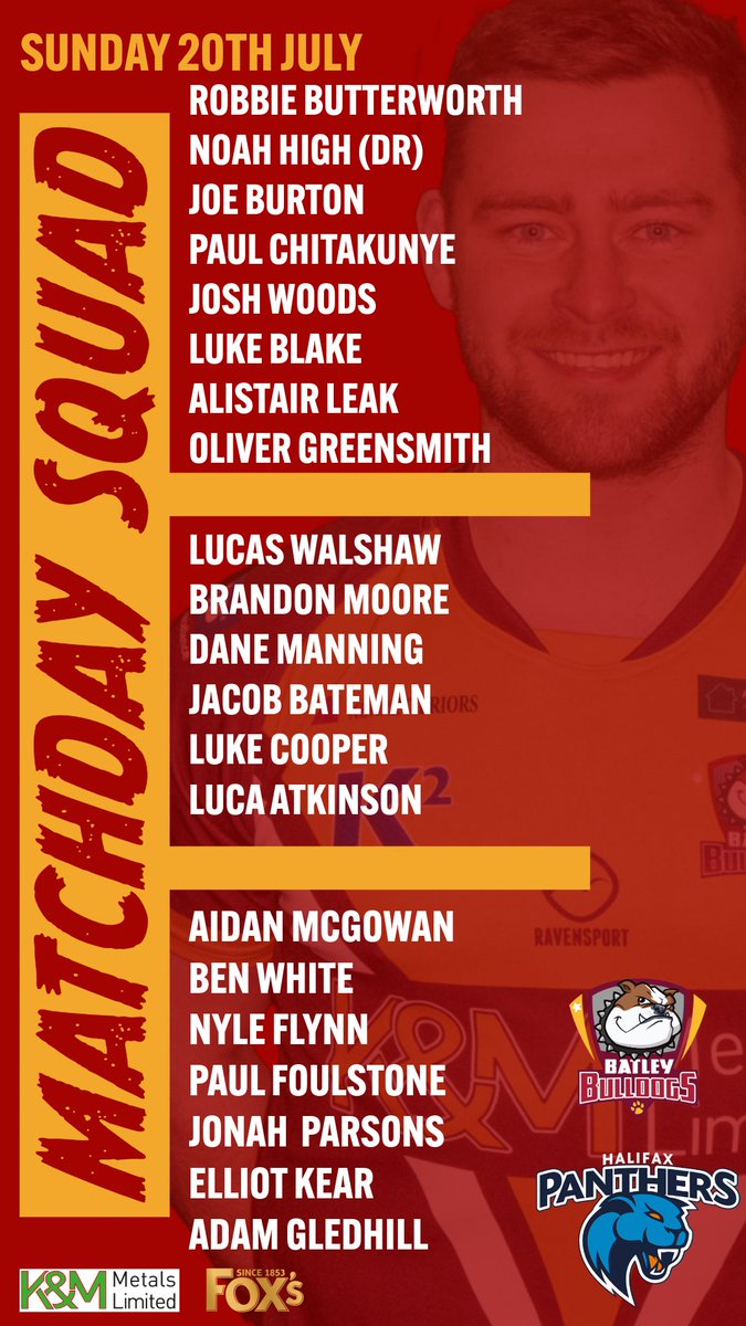 Batley Bulldogs RLFC (@batleyrlfc) on Twitter photo TEAM NEWS | John Kear has announced his 21-man squad ahead of tomorrow's <a href="/Betfred/">Betfred</a> Championship clash against <a href="/HalifaxPanthers/">Halifax Panthers 🐾</a> at the <a href="/foxs_biscuits/">Fox's Biscuits</a> Stadium!
#BULLDOGS2025 TEAM NEWS | John Kear has announced his 21-man squad ahead of tomorrow's <a href="/Betfred/">Betfred</a> Championship clash against <a href="/HalifaxPanthers/">Halifax Panthers 🐾</a> at the <a href="/foxs_biscuits/">Fox's Biscuits</a> Stadium!
#BULLDOGS2025