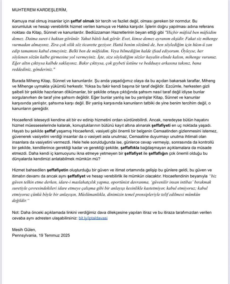 Muhterem Kardeşlerim,