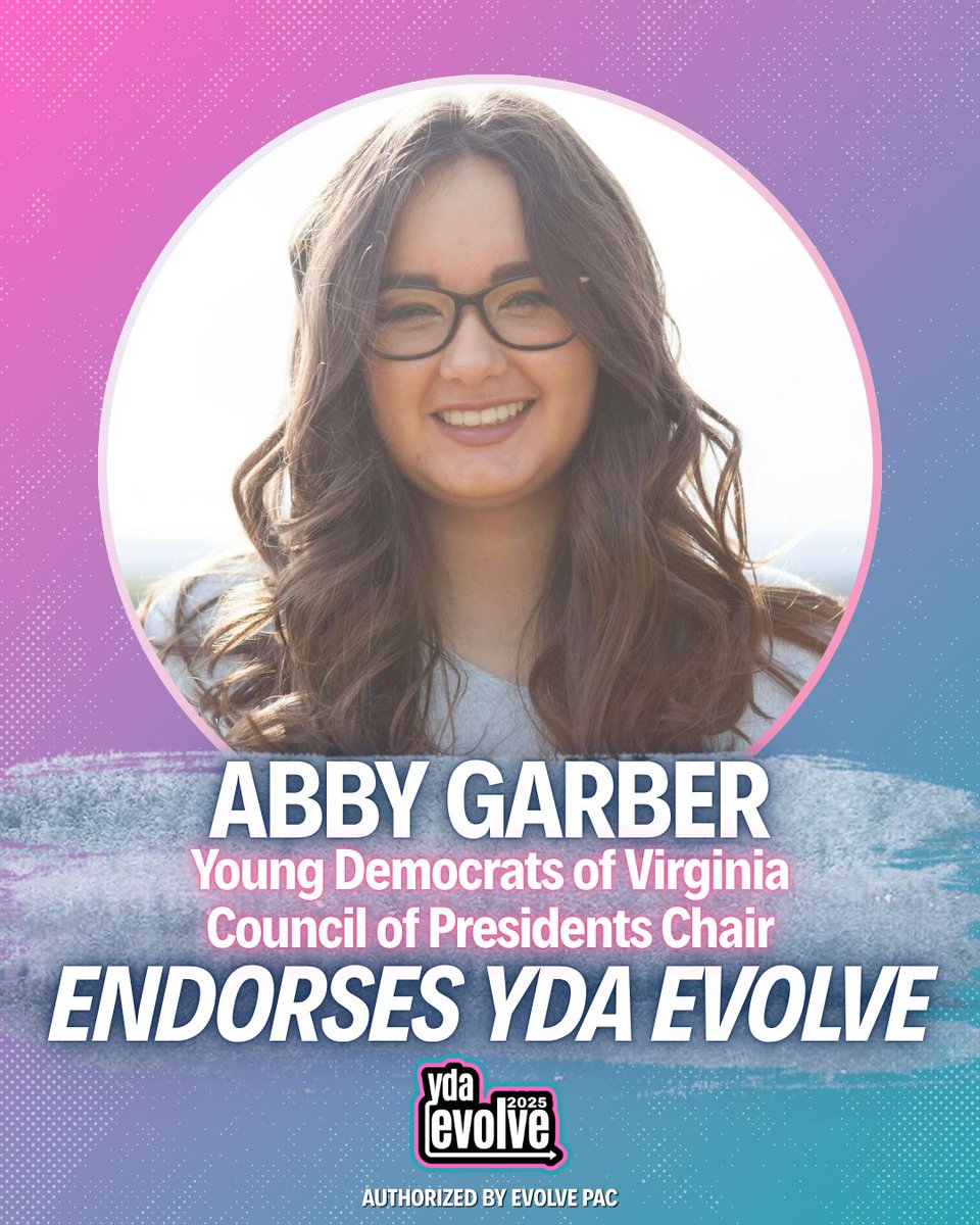 🎉ENDORSEMENT ALERT🎉
<a href="/VAYD/">Virginia Young Dems</a> Council of Presidents Chair Abby Garber knows how critical a strong YDA will be to the work VAYD is doing to elect Democrats across the Commonwealth of Virginia.

We're so thankful for Abby's support!